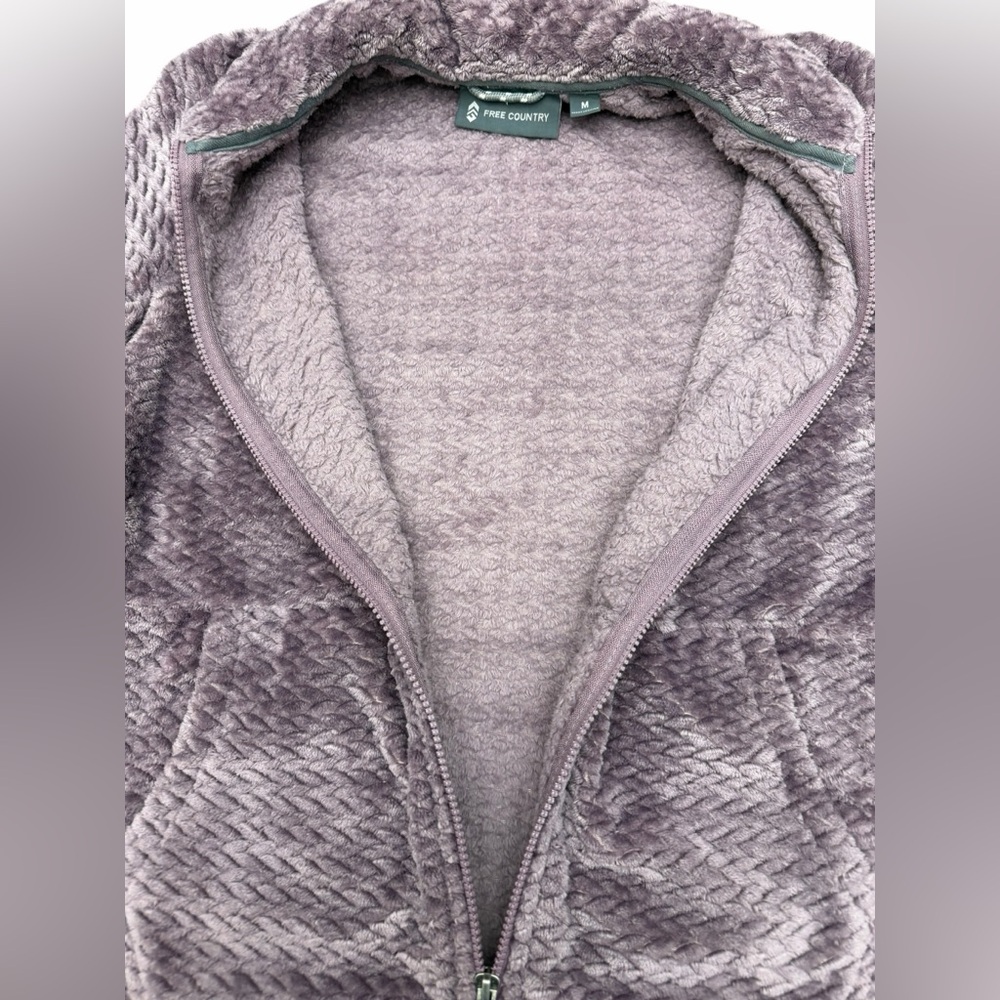 Free Country Plush Fleece Jacket Womens Medium Purple Full Zip Soft - Picture 4 of 5